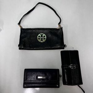 Lot of 3 Designer Leather Bag & Wallets Tory Burch Coach Kenneth Cole